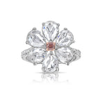 pink diamond ring. pink diamond flower. pink diamond fashion ring.