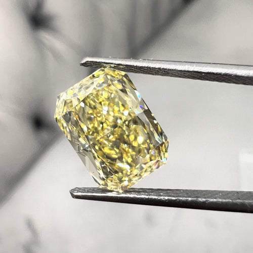 Elongated yellow diamond radiant cut. Long yellow diamond radiant cut. Long radiant diamond.