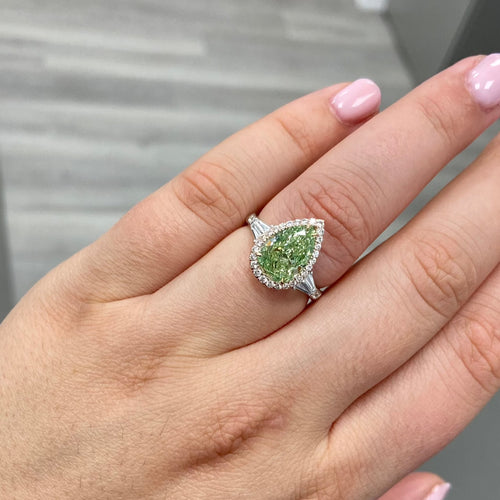 Green diamond ring green diamond engagement ring green pear shape diamond ring. pear shape diamond ring