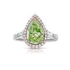 Unique Green diamond ring green diamond engagement ring green pear shape diamond ring. pear shape diamond ring.