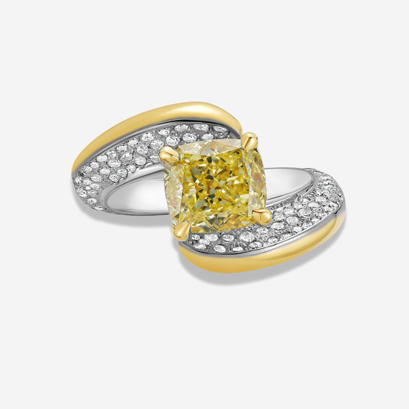 Two Tone Yellow Diamond Unity Engagement Ring