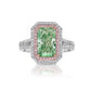Elongated radiant green diamond ring. JLO green diamond.