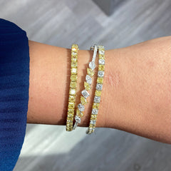 Yellow and white diamond bracelet. Yellow and white diamond bangle