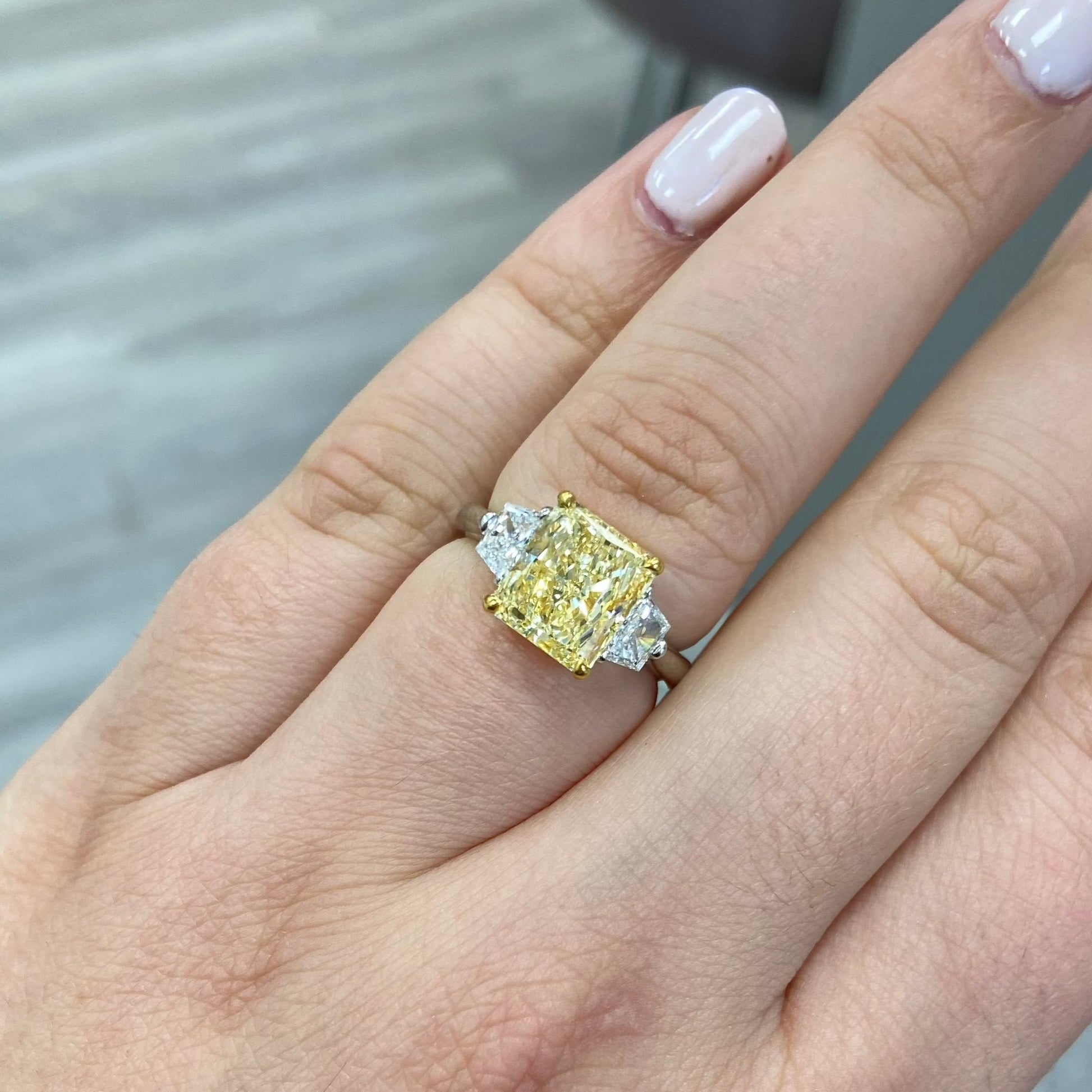 3 Carat Fancy Yellow Radiant Diamond Ring Rare Colors
