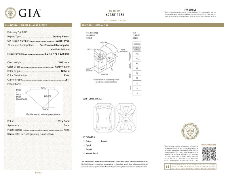 Elongated yellow diamond radiant cut. Long yellow diamond radiant cut. Long radiant diamond.