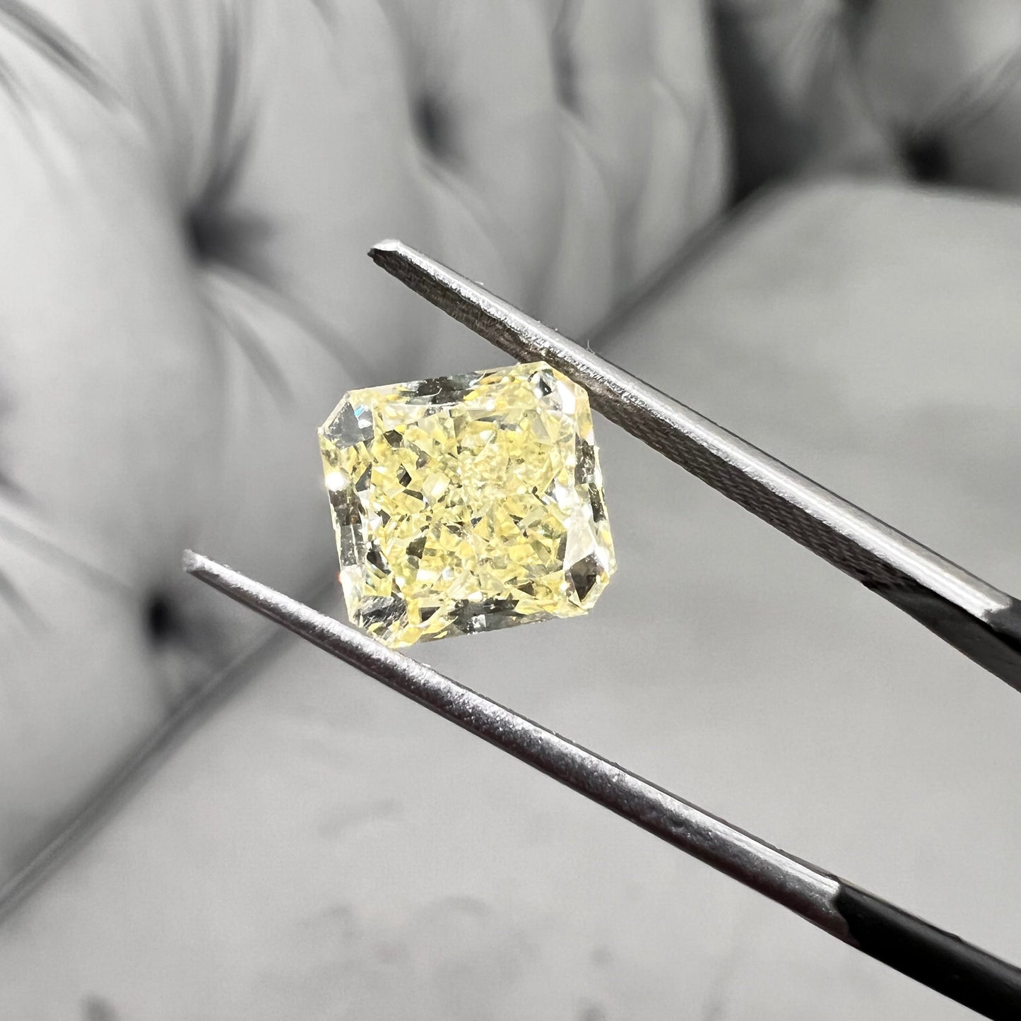 Elongated yellow diamond radiant cut. Long yellow diamond radiant cut. Long radiant diamond.