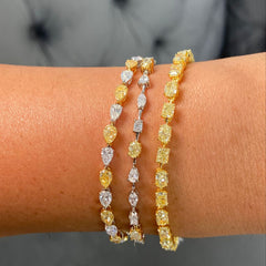 Yellow and White Diamond Mixed Shape Bracelet