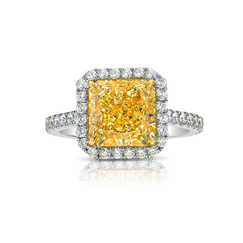 yellow diamond ring. yellow diamond. fancy yellow diamond. yellow diamond engagement ring. yellow diamond halo ring. canary diamond ring. yellow diamond jewelry. GIA certified yellow diamond.