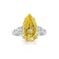 Three stone engagement ring, yellow diamond ring, yellow diamond engagement ring, three stone diamond ring, yellow pear diamond, pear shape diamond, pear shape engagement ring