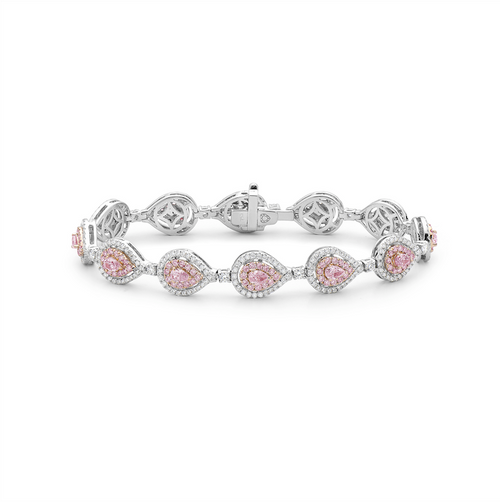 Pink diamond bracelet. pink diamond pear shape bracelet. Pink tennis bracelet. Natural pink diamond bracelet.