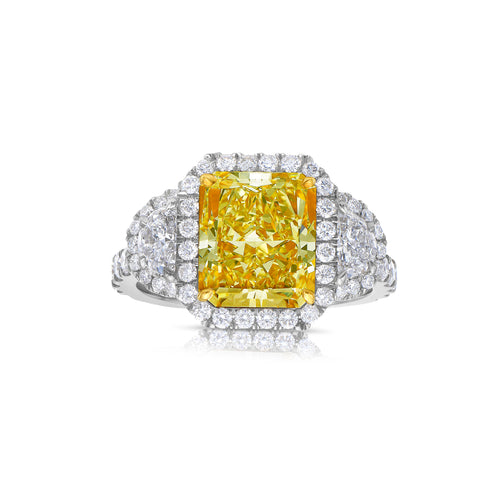 Old money 3ct light yellow diamond ring. Yellow diamond halo ring. Yellow diamond jewelry. Yellow diamond engagement.