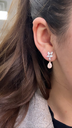 Light pink diamond earrings. Light pink earrings. Natural light pink diamond earrings. Gia certified light pink diamond earrings. Natural pink diamonds