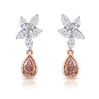 Light pink diamond earrings. Light pink earrings. Natural light pink diamond earrings. Gia certified light pink diamond earrings. Natural pink diamonds.