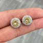 ound brilliant fancy yellow diamond earrings. fancy yellow round shape diamond earrings