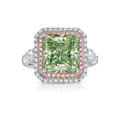 Natural green diamond ring. JLO green diamond. Green diamond jewelry.