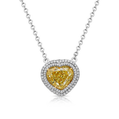 5 carat fancy light yellow heart shape pendant. yellow diamond heart shape pendant.