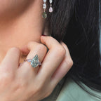 3ct Pear Shape Green Diamond Engagement Ring