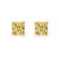 2 Carat each fancy light yellow studs earrings set in 18 karat yellow gold.Fancy light yellow diamond earrings. Yellow diamond earrings. Canary diamond earrings