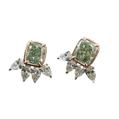 Green Diamond Earrings, J-Lo Green Diamond, natural green diamond, green diamond studs, diamond studs, stud earrings.