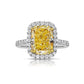 5 carat yellow diamond ring. yellow diamond ring. yellow diamond cushion ring. yellow diamond halo ring.