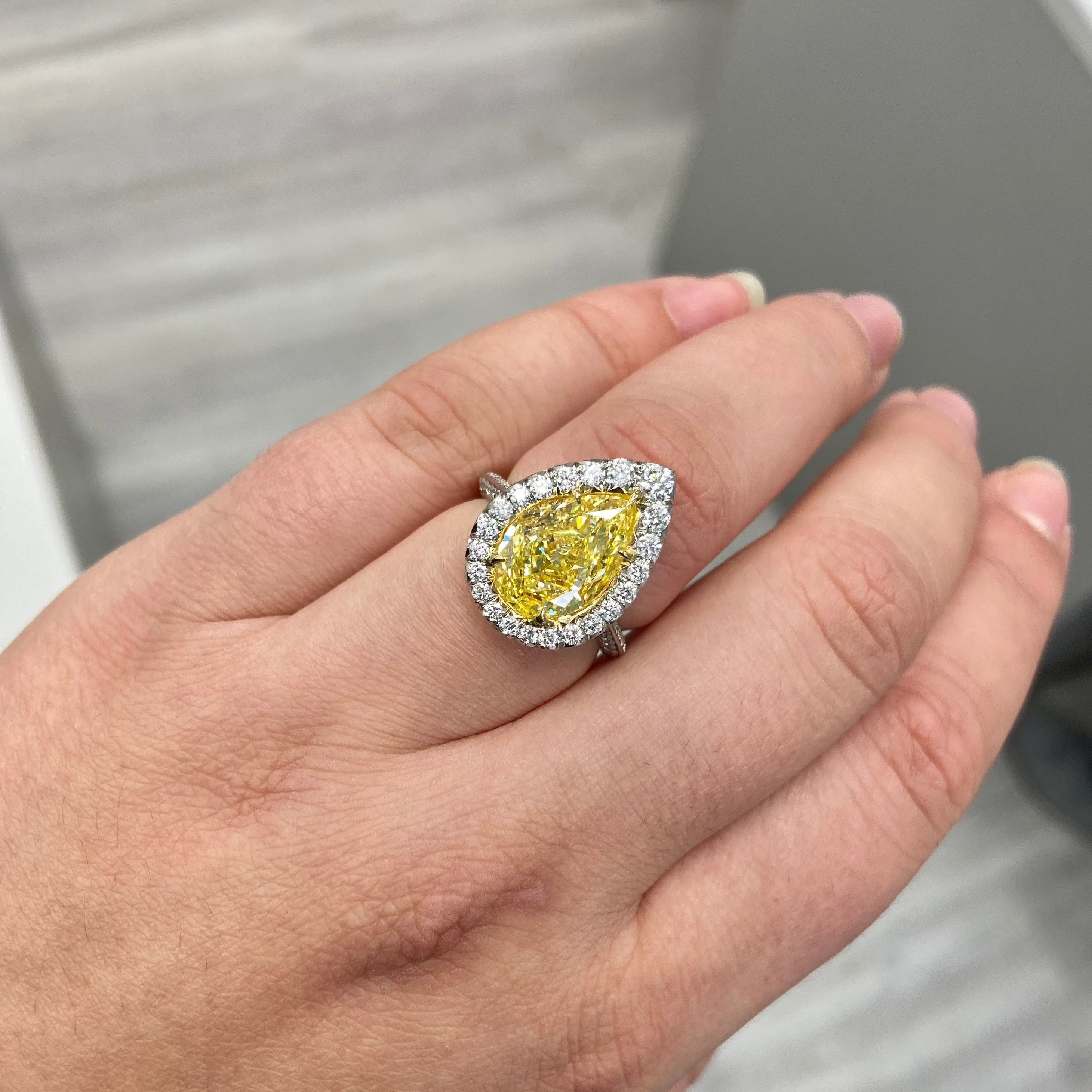 5.01ct GIA Fancy Intense Yellow Diamond Ring – Rare Colors
