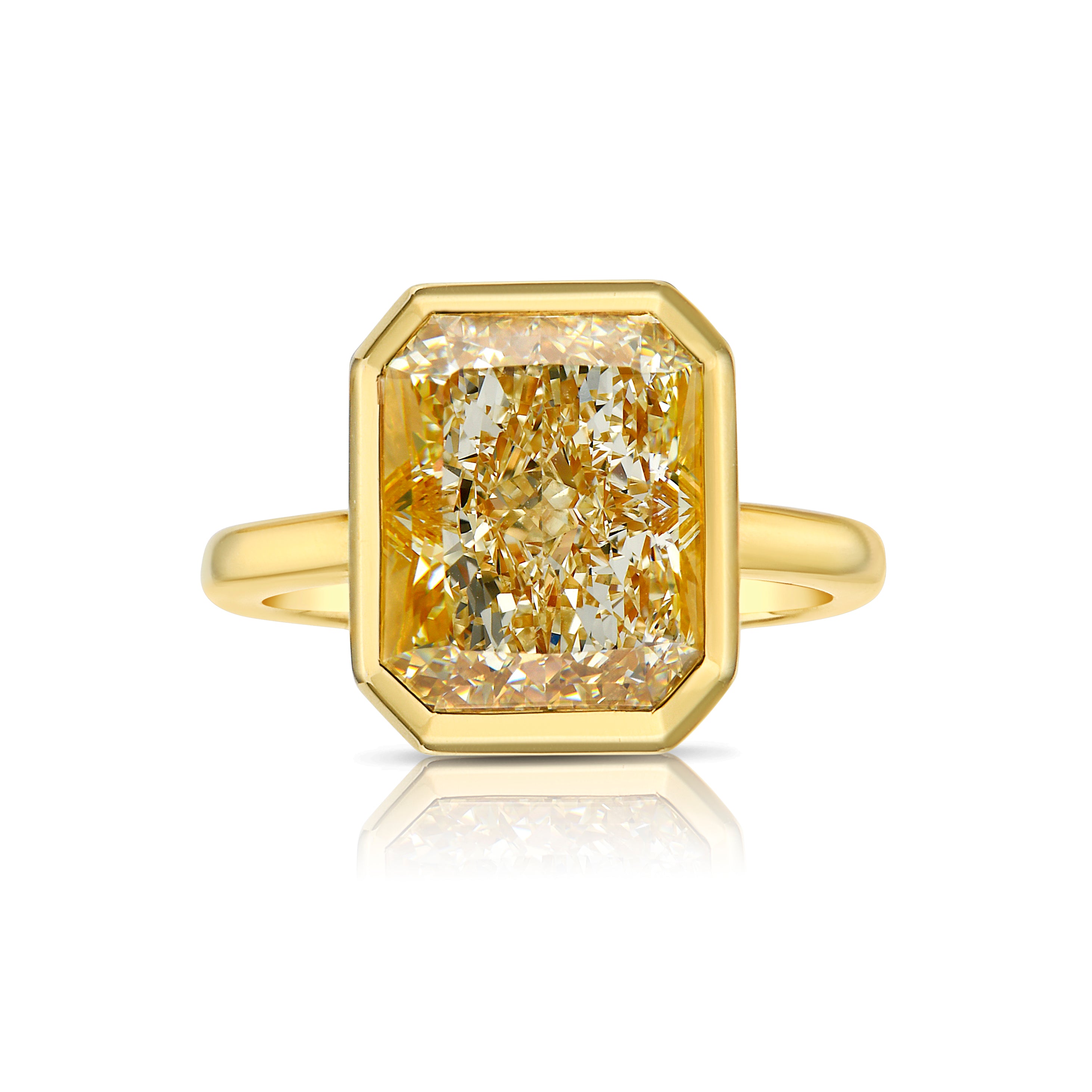6.30ct Light Yellow Bezel Diamond Ring