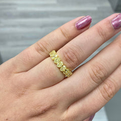 fancy yellow Oval diamond eternity ring. Yellow diamond oval eternity ring. Yellow diamond band. Canary diamond band. Yellow oval diamonds. Fancy yellow oval diamond ring. Yellow diamond stackable rings.