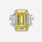 10 Carat Emerald Yellow Diamond Engagement Ring