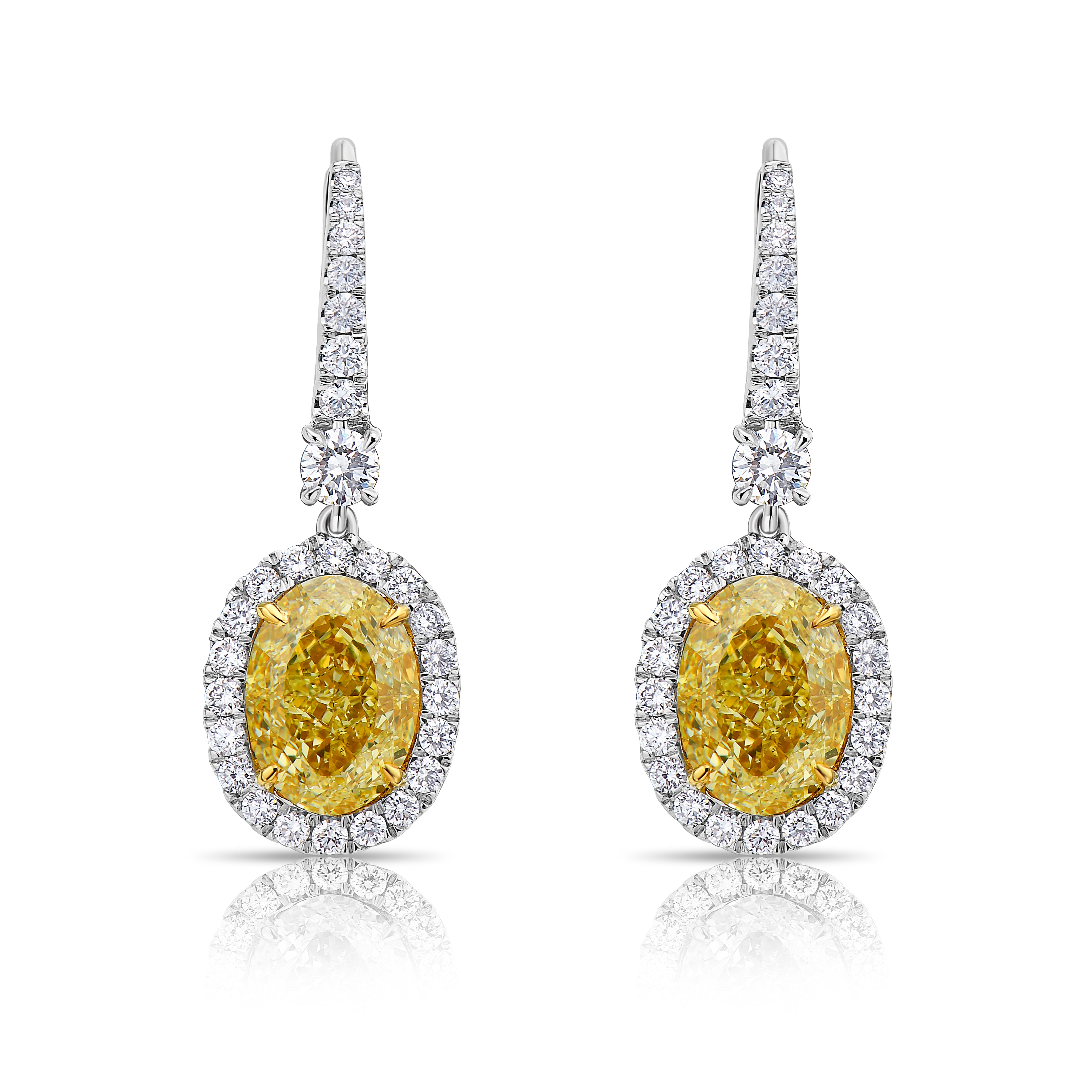 6ct GIA Fancy Light Yellow Diamond Drop Earrings