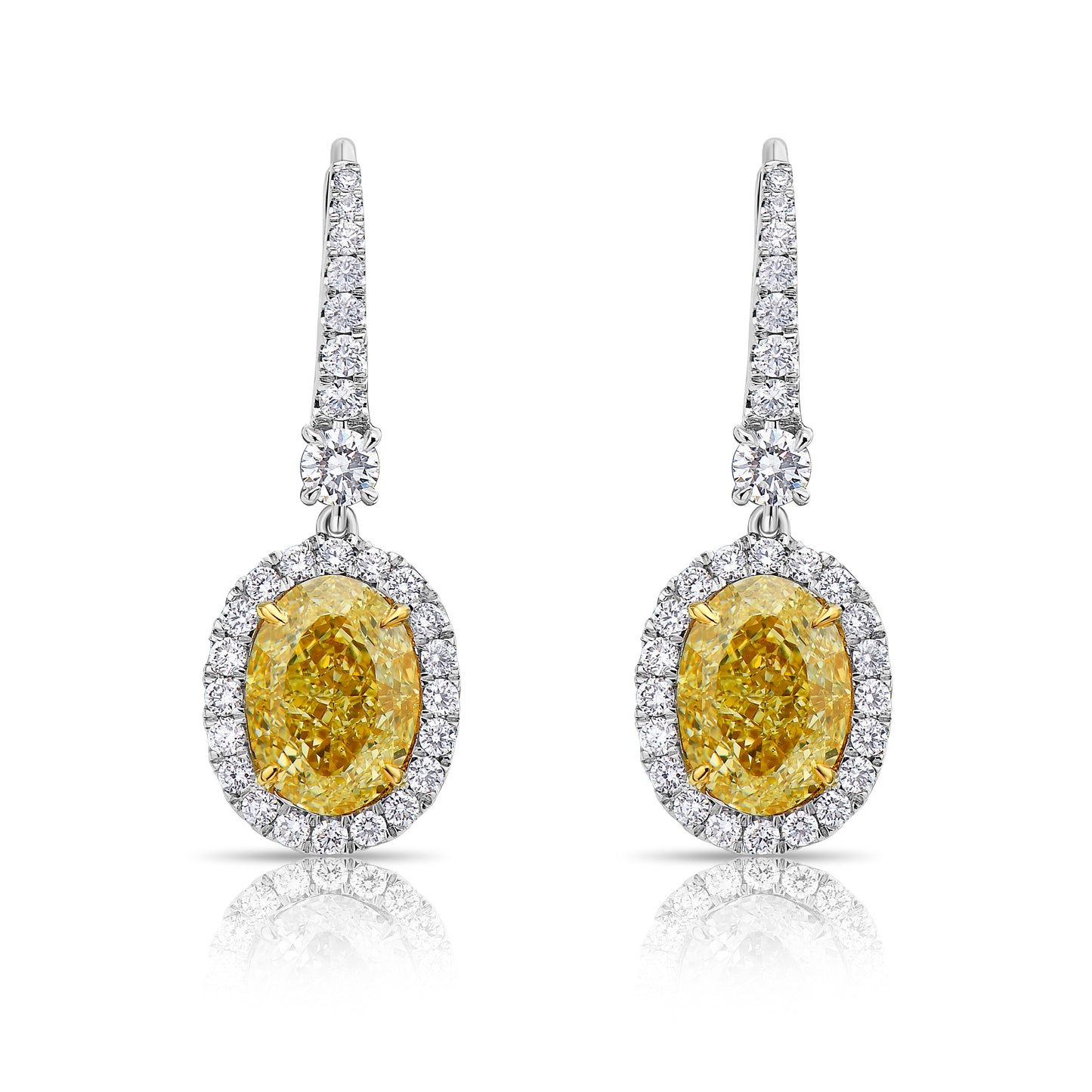 Yellow diamond earrings, diamond drop earrings, canary yellow diamond, fancy light yellow diamond, yellow diamond, yellow diamond earrings, yellow diamond oval, yellow oval diamond