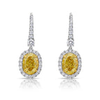 Yellow diamond earrings, diamond drop earrings, canary yellow diamond, fancy light yellow diamond, yellow diamond, yellow diamond earrings, yellow diamond oval, yellow oval diamond