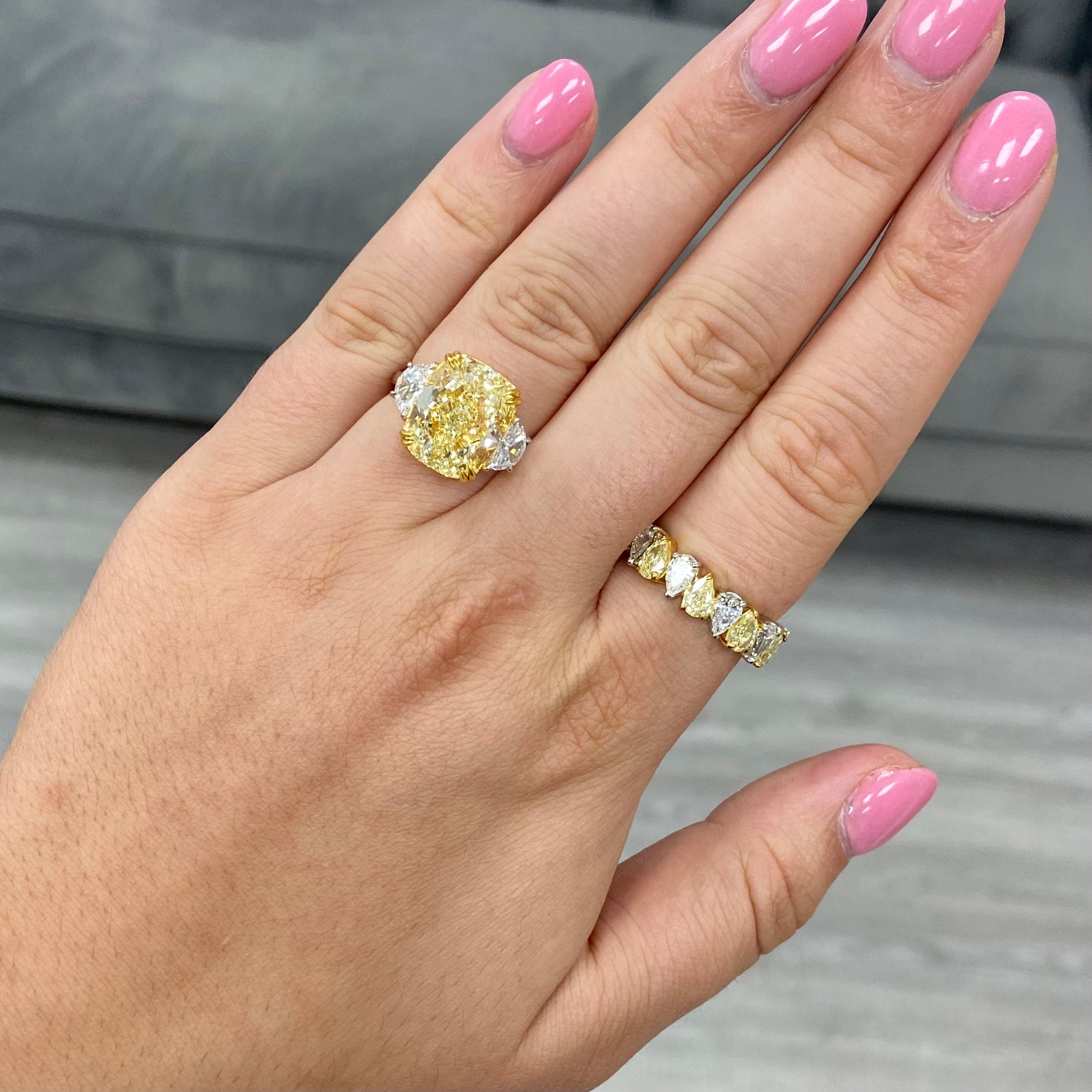 Alternating Fancy Yellow and White Diamond Eternity Band