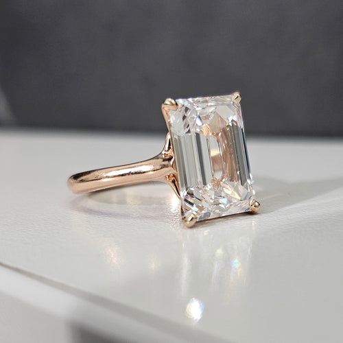 6.02 Carat Emerald Cut Diamond Ring GIA Certified Diamond Very Light Pink Internally Flawless Clarity Type IIa Diamond, meaning the diamond is totally devoid of impurities. See the certification enclosed. This is extremely rare and highly sought after by collectors  Handcrafted in 18k Rose Gold in NYC