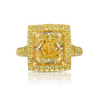 All yellow diamond halo square diamond engagement ring 