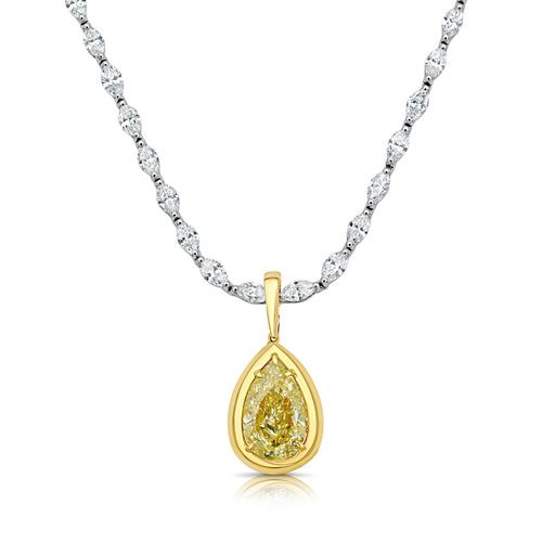 5.5 Carat Yellow Pear Diamond Detachable Bezel Pendant