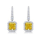 yellow diamond earrings. yellow diamond drop earrings. GIA yellow diamond earrings. radiant cut yellow diamonds. yellow diamond jewelry.