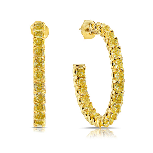 Old money fancy yellow diamond hoop earrings.