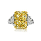 3.5ct Fancy Yellow Elongated Radiant Diamond Three Stone Ring