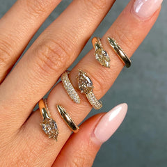 Champagne Diamond Side Pavé Spiral Pinky Ring