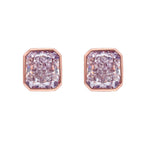 Bezel Set Pink Diamond Stud Earrings