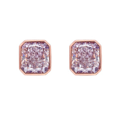 Bezel Set Pink Diamond Stud Earrings