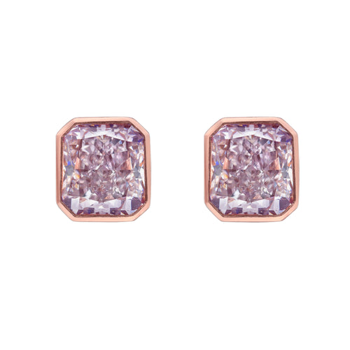 Bezel Set Pink Diamond Stud Earrings