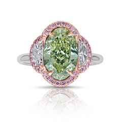 3 Carat Green Oval Diamond Ring