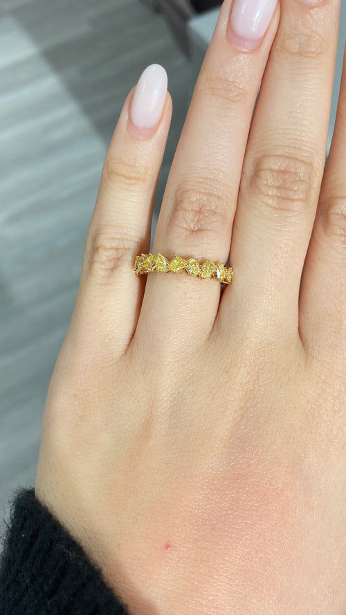 Yellow Diamond Mixed Shape Half Eternity Band