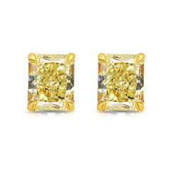 1.5ct Each Elongated Radiant Yellow Diamond Studs