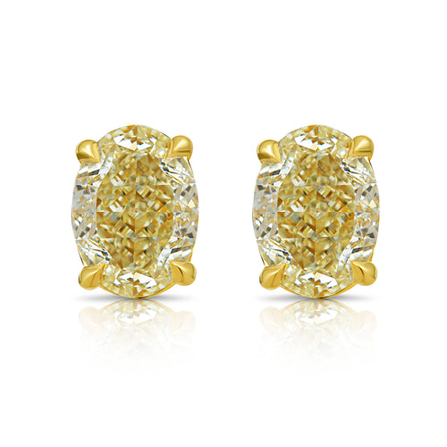 1ct Each Yellow Oval Diamond Studs