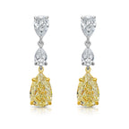 Yellow Diamond Pear Drop Earrings