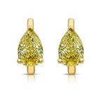 natural yellow diamond earrings, everyday diamond huggie with unique canary diamond