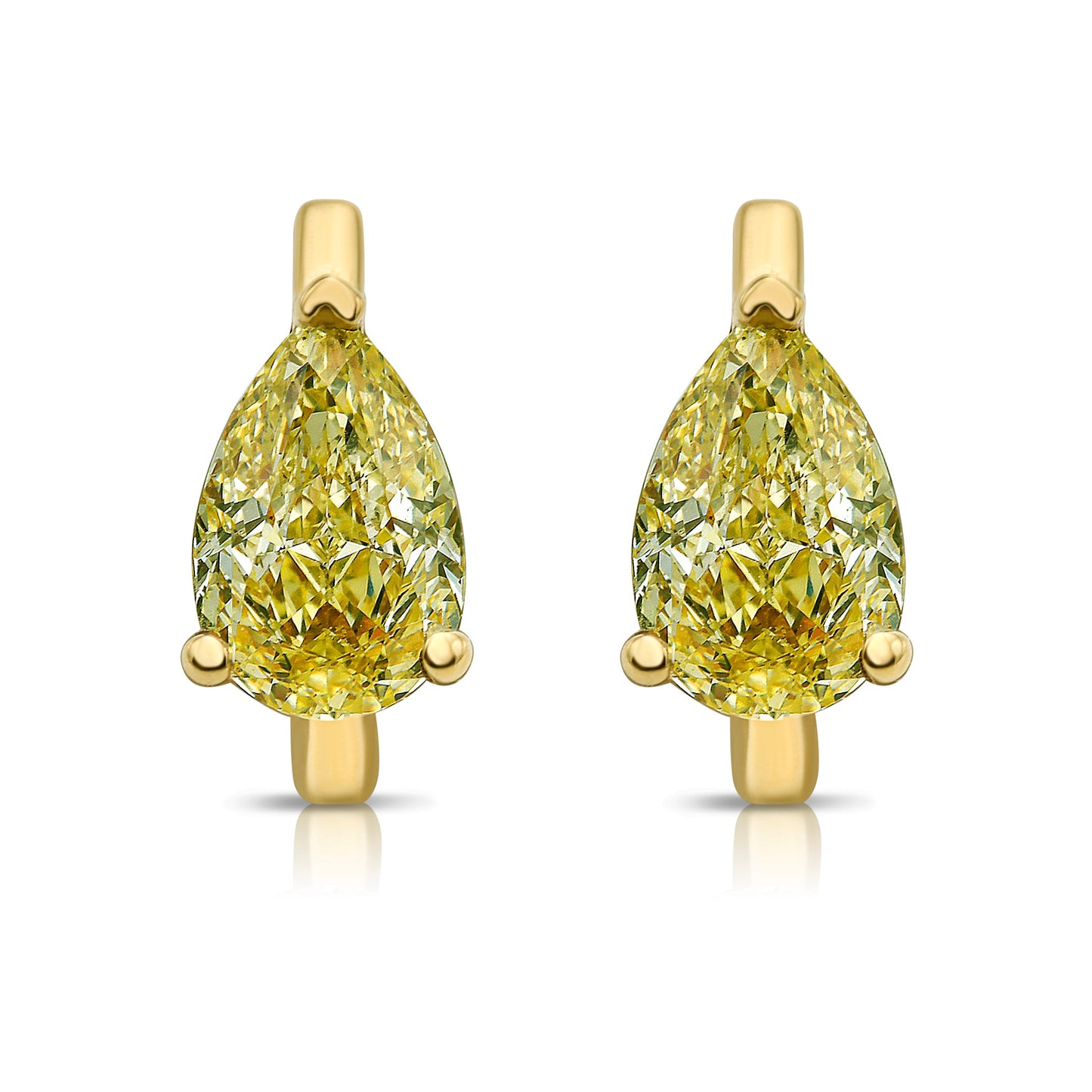 natural yellow diamond earrings, everyday diamond huggie with unique canary diamond