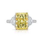 3.23 Carat Fancy Light Yellow Elongated Radiant Diamond Engagement Ring